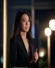 友田真希艺能出演春の特別番組节目截图，友田真希在演播室内自信发言，灯光明亮专业